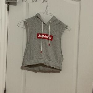 Gray Sleeveless Hoodie